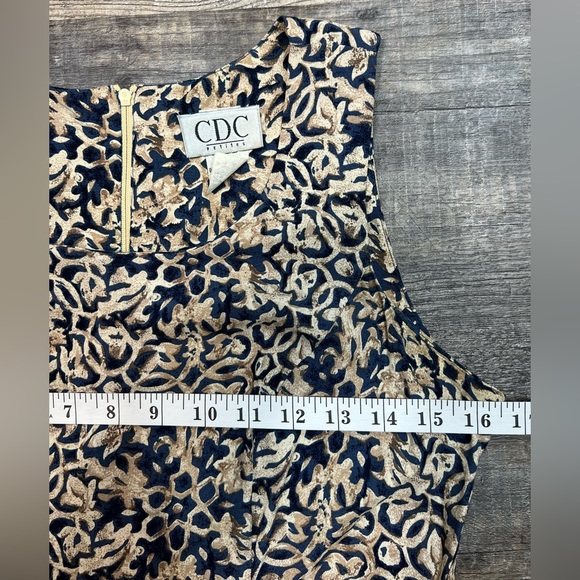 Vintage CDC Womens Ditsy Faux Wrap Tie Front Midi Dress Sleeveless Size 4 - Picture 12 of 13